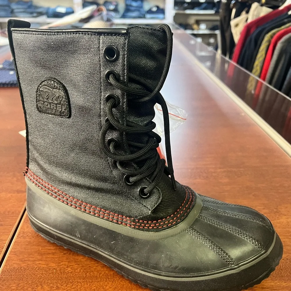 Sorel Men Premium Rubber Water Proof Snow Boots Black Size 8.5 NWT - Picture 2 of 5